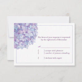 Paarse Hydrangeas Bloemen Bruiloft RSVP Kaartje