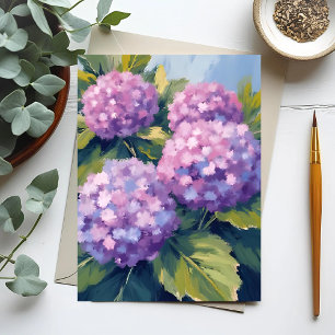 Paarse Hydrangea's Bloemenschildering in Waterverf Briefkaart