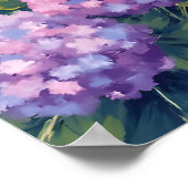 Paarse Hydrangea's Bloemenschildering in Waterverf Poster (Hoek)