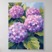 Paarse Hydrangea's Bloemenschildering in Waterverf Poster (Voorkant)