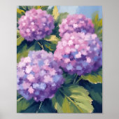 Paarse Hydrangea's Bloemenschildering in Waterverf Poster (Voorkant)