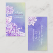 Paarse hydrangeas Cosmetologen Visitekaartjes (Voorkant / Achterkant)