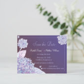 Paarse hydrangeas Floral Wedding Save the Date (Staand voorkant)