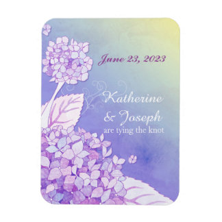 Paarse hydrangeas Floral Wedding Save the Date Magneet