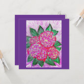 Paarse hydrangeas kaart (Voorkant / Achterkant in situ)