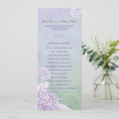 Paarse Hydrangeas Lang Verticaal Huwelijksprogramm Programmakaart (Staand voorkant)