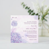 Paarse hydrangeas Monogram Weddenschap Kaart (Staand voorkant)