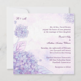Paarse hydrangeas Monogram Weddenschap Kaart