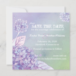 Paarse Hydrangeas Ombre Wedding Save the Date