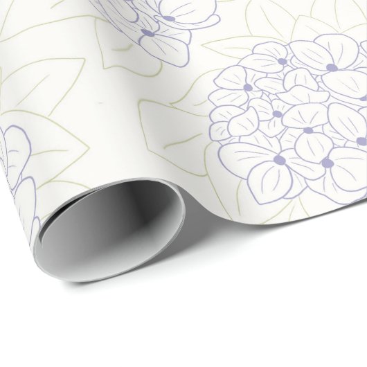 Paarse Hydrangea's omlijnen Cadeaupapier (Rol Hoek)