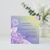 Paarse Hydrangeas Vrijgezellenfeest Tea Party Kaart (Staand voorkant)