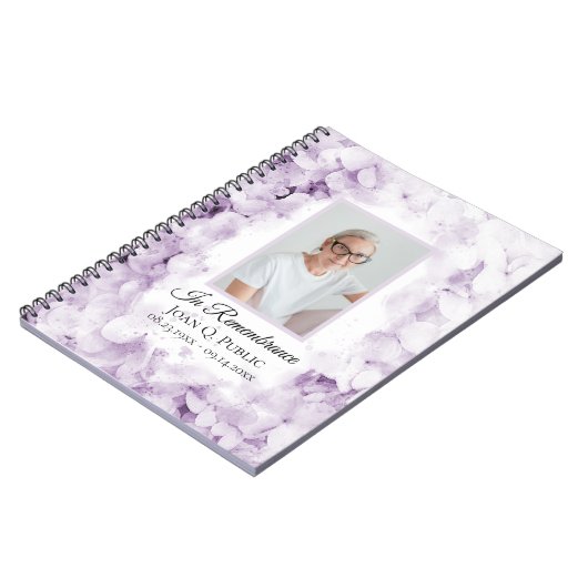 Paarse Hydrangeas Waterverf Uitvaart Gastenboek Notitieboek (Linkerzijde)