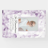 Paarse Hydrangeas Waterverf Uitvaartmonument Spandoek (Horizontaal)