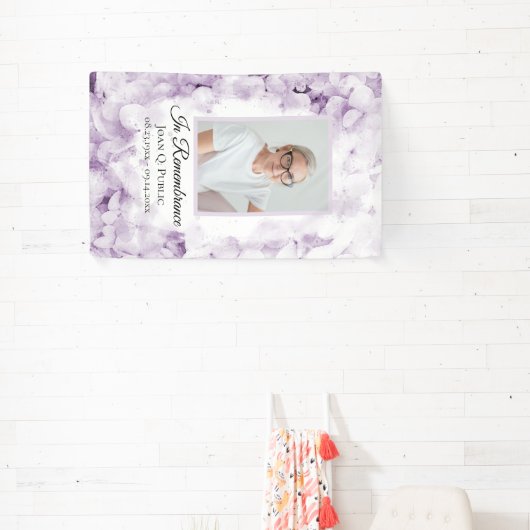 Paarse Hydrangeas Waterverf Uitvaartmonument Spandoek (Insitu)