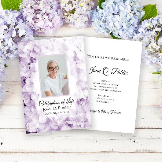 Paarse Hydrangeas Waterverf Viering van het Leven Kaart