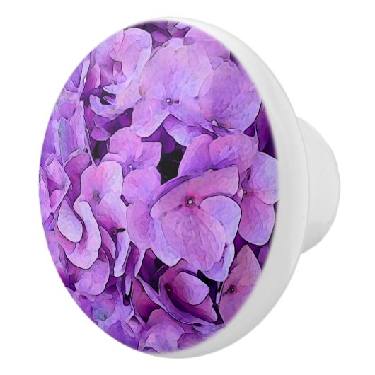 Paarse hydrangeenventilator keramische knop (Rechts)