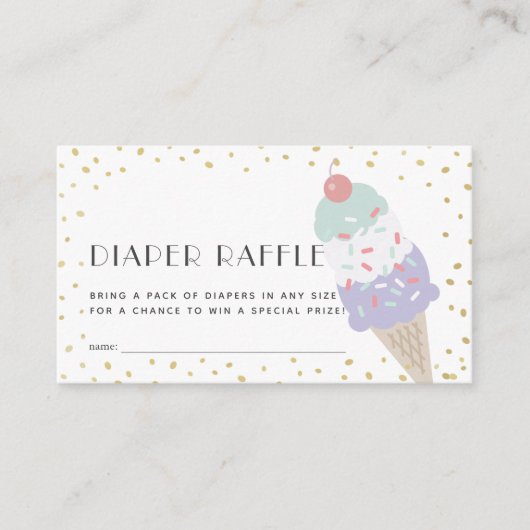 Paarse Ice Cream Baby shower Luier Raffle Ticket Informatiekaartje (Voorkant)