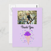 Paarse Ice Cream Foto bedankt Briefkaart (Voorkant / Achterkant)