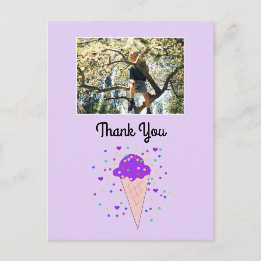 Paarse Ice Cream Foto bedankt Briefkaart (Voorkant)