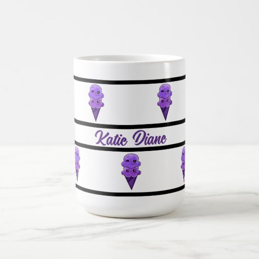 Paarse Ice Cream-vrienden schattige mok kawaii (Midden)