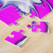 Paarse Ice Fractal Flowers Puzzle Legpuzzel (Zijkant)