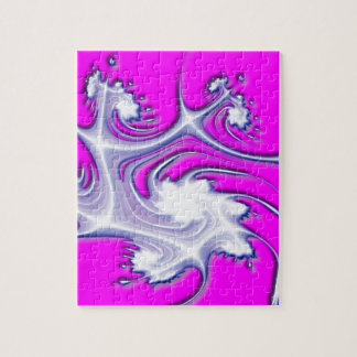 Paarse Ice Fractal Flowers Puzzle Legpuzzel