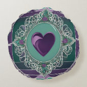 Paarse Icy Heart AI kunst Rond Kussen (Achterkant)