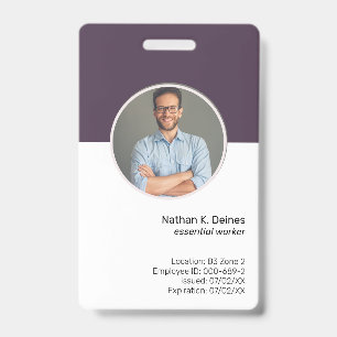 Paarse ID Bedrijfsfoto ID Bedrijfsbeveiliging Badge