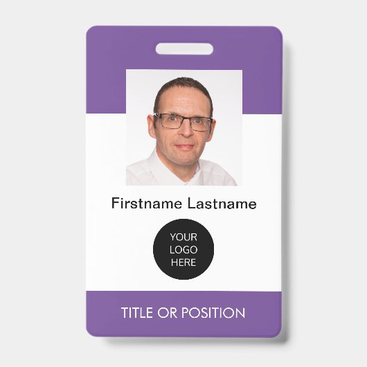 Paarse ID Pasfoto Naambadge Badge (Voorzijde)