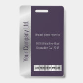 Paarse ID van persoonlijke medewerker van bedrijf Badge (Back)