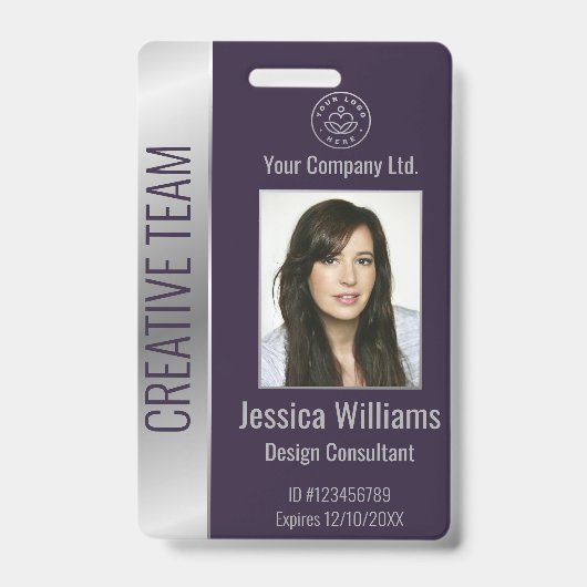 Paarse ID van persoonlijke medewerker van bedrijf Badge (Front)