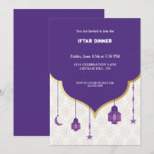 Paarse iftar-uitnodiging kaart (Voorkant / Achterkant)