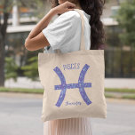 Paarse ijsbrekers Aangepast Tote Bag<br><div class="desc">Deze  paarse en lavender Pisces canvas tas kenmerkt uw astrologisch teken uit de Zodiac in een prachtige glans zoals de constellaties en gepersonaliseerde tekst. Pas dit schattige douanecadeau met jouw naam in mooi krullend manuscript voor iemand met een late verjaardag van Februari of vroege van Maart aan.</div>
