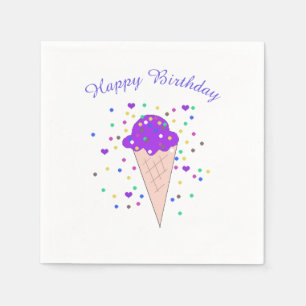 Paarse ijsconfetti kegel servetten