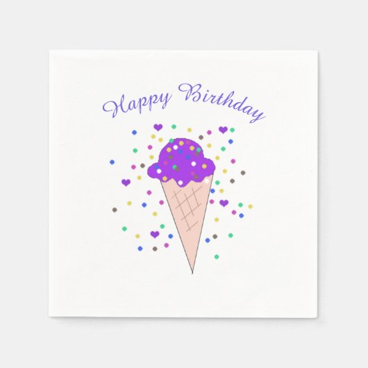 Paarse ijsconfetti kegel servetten (Voorkant)