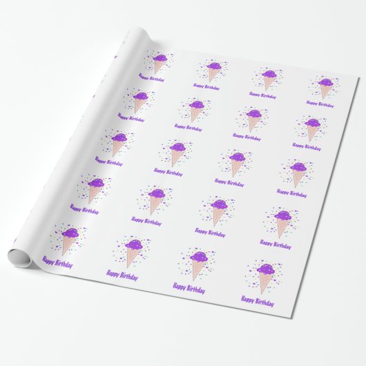 Paarse Ijsjes Cadeaupapier (Uitgerold)