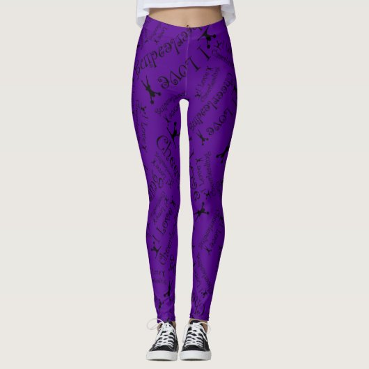 Paarse Ik hou van cheerleading Leggings (Voorkant)