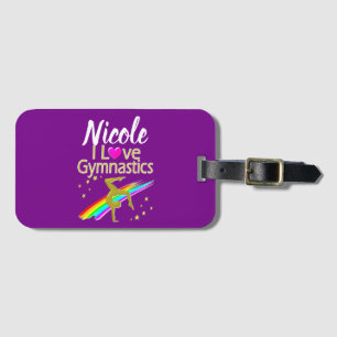 PAARSE IK HOU VAN GYMNASTIEK ONTWERP BAGAGELABEL
