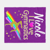 PAARSE IK HOU VAN GYMNASTIEK ONTWERP FLEECE DEKEN (Voorkant (Horizontaal))