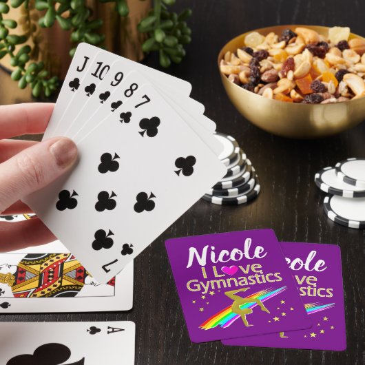 PAARSE IK HOU VAN GYMNASTIEK ONTWERP POKERKAARTEN (Insitu)