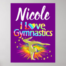  PAARSE IK HOU VAN GYMNASTIEK ONTWERP POSTER