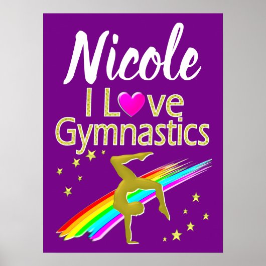 PAARSE IK HOU VAN GYMNASTIEK ONTWERP POSTER (Voorkant)