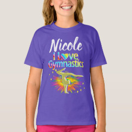  PAARSE IK HOU VAN GYMNASTIEK ONTWERP T-SHIRT