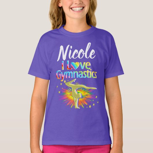  PAARSE IK HOU VAN GYMNASTIEK ONTWERP T-SHIRT (Voorkant)