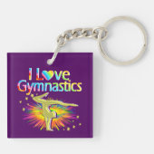 PAARSE IK HOU VAN GYMNASTIEK SLEUTELHANGER (Achterkant)