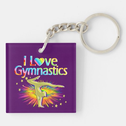 PAARSE IK HOU VAN GYMNASTIEK SLEUTELHANGER (Achterkant)