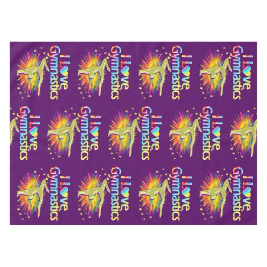 PAARSE IK HOU VAN GYMNASTIEK TAFELDOEK HOESJE TAFELKLEED (Voorkant (Horizontaal))