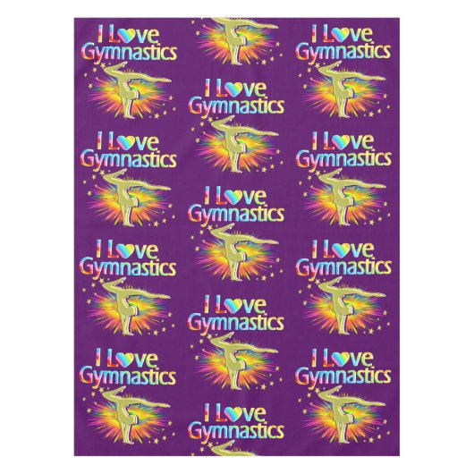 PAARSE IK HOU VAN GYMNASTIEK TAFELDOEK HOESJE TAFELKLEED (Voorkant)