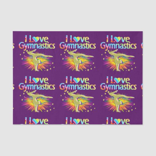 PAARSE IK HOU VAN GYMNASTIEKPAPIER TISSUEPAPIER (Voorkant)