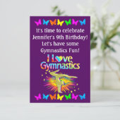 PAARSE IK HOU VAN GYMNASTIEKUITNODIGING KAART (Staand voorkant)